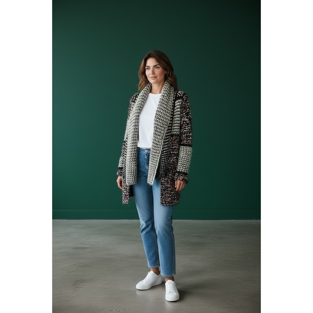 Women's La Fee Verte Anthropologie Oona Confetti Eyelash Knit Cardigan Sweater S